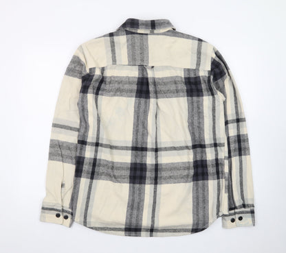 Jack & Jones Men's Beige Checked Twill Button-Up Shirt Size L