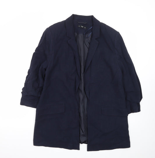 F&F Women Navy Blue Long Single-Breasted Blazer UK 18