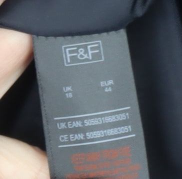 F&F Women Navy Blue Long Single-Breasted Blazer UK 18