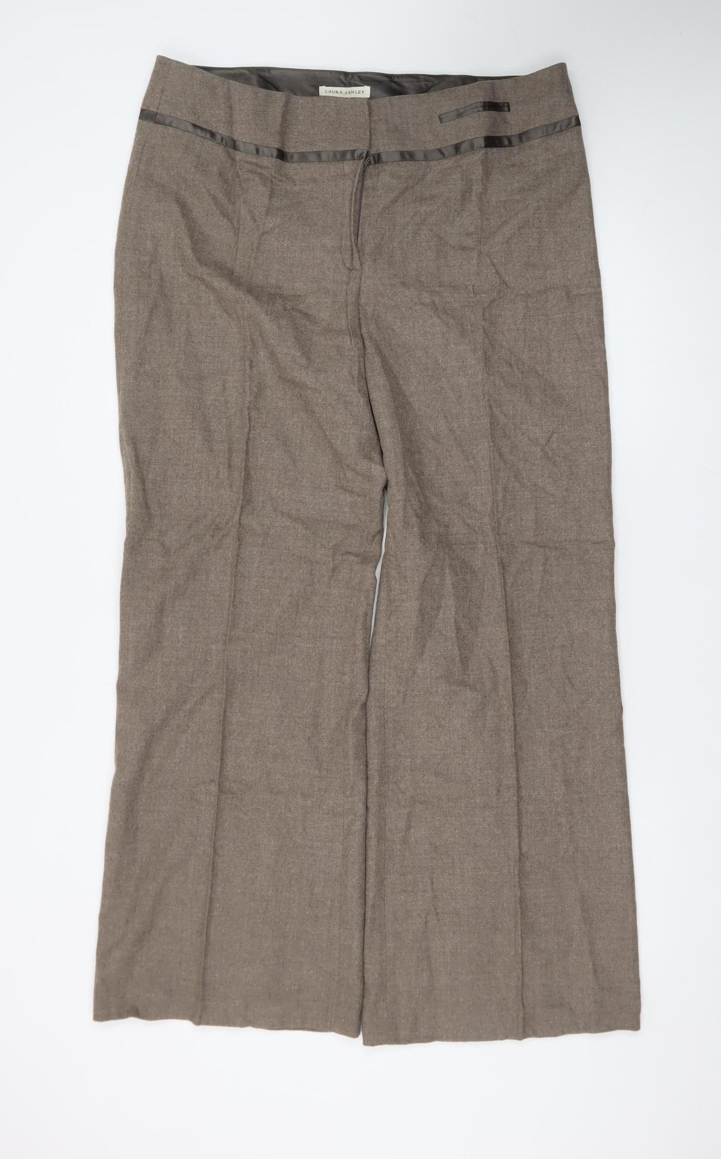 Laura Ashley Women’s Brown Linen Blend Wide-Leg Dress Pants Size 18