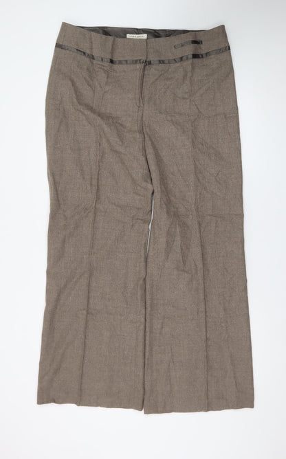 Laura Ashley Women’s Brown Linen Blend Wide-Leg Dress Pants Size 18