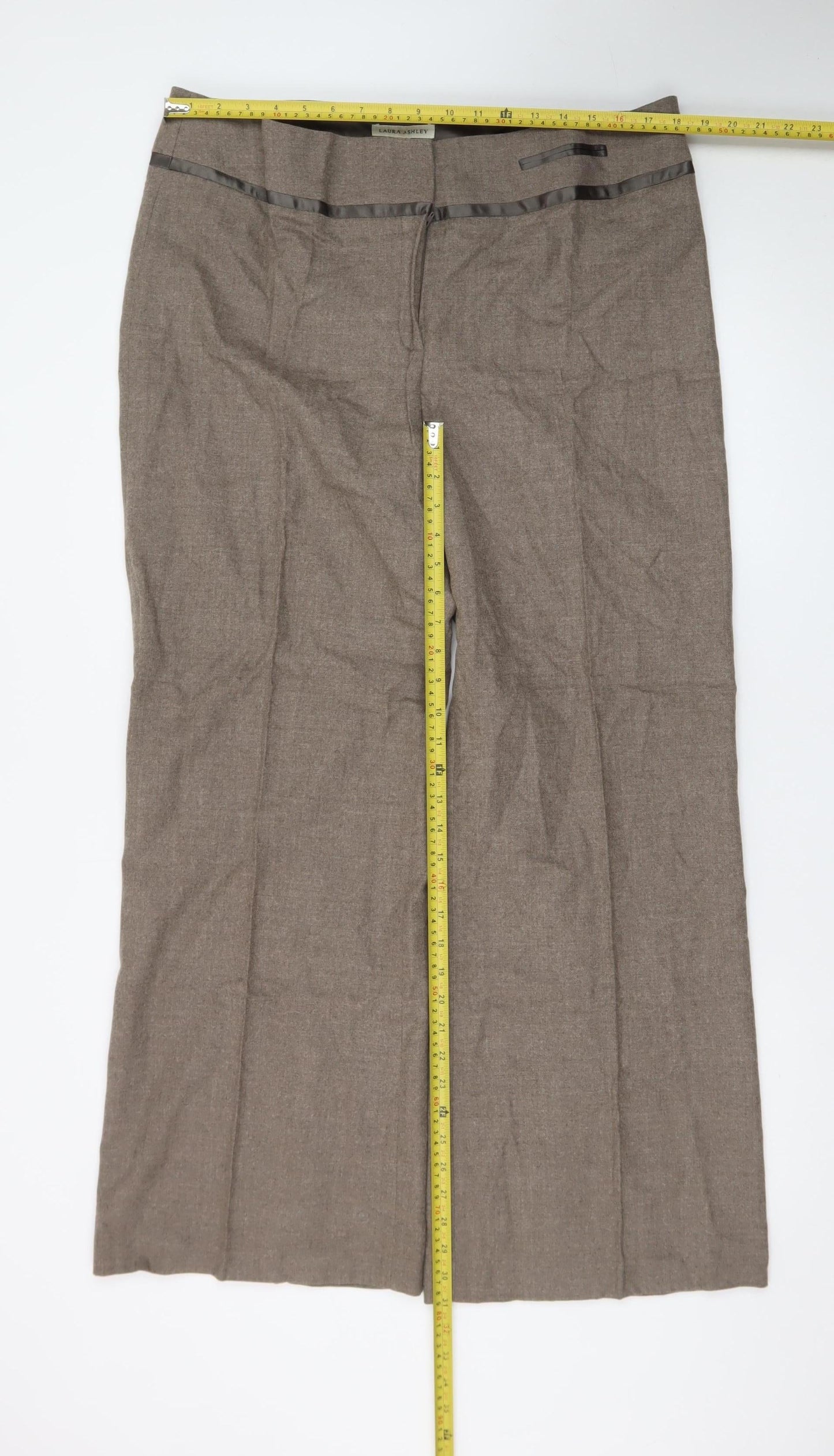 Laura Ashley Women’s Brown Linen Blend Wide-Leg Dress Pants Size 18