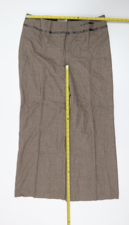 Laura Ashley Women’s Brown Linen Blend Wide-Leg Dress Pants Size 18