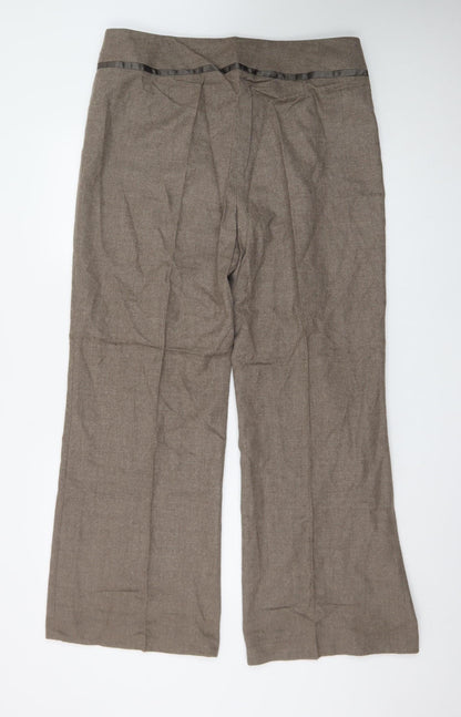 Laura Ashley Women’s Brown Linen Blend Wide-Leg Dress Pants Size 18