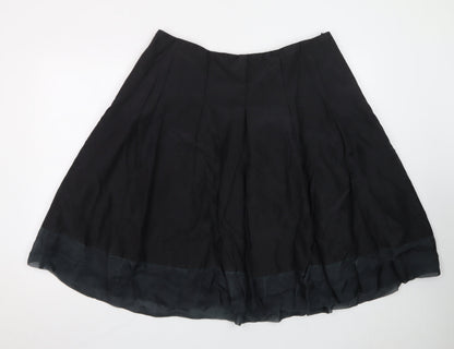 Monsoon Women Black Silk A-Line Knee Length Skirt Size 18