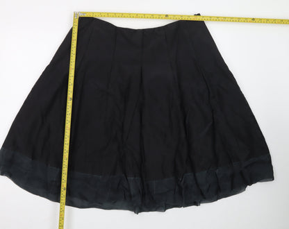 Monsoon Women Black Silk A-Line Knee Length Skirt Size 18