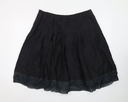Monsoon Women Black Silk A-Line Knee Length Skirt Size 18