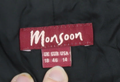 Monsoon Women Black Silk A-Line Knee Length Skirt Size 18