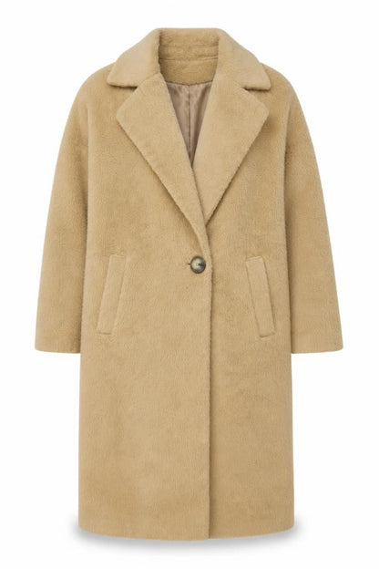 Marks & Spencer Women Beige Long Wool Blend Overcoat Size 10
