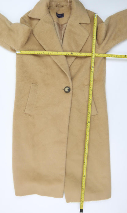 Marks and Spencer Women Beige Long Wool Blend Overcoat Size 10