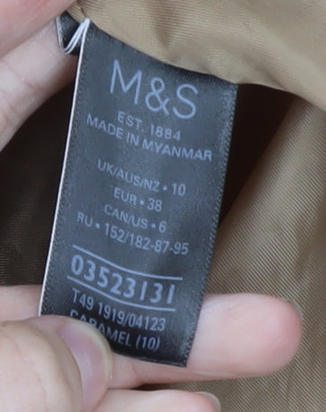 Marks and Spencer Women Beige Long Wool Blend Overcoat Size 10
