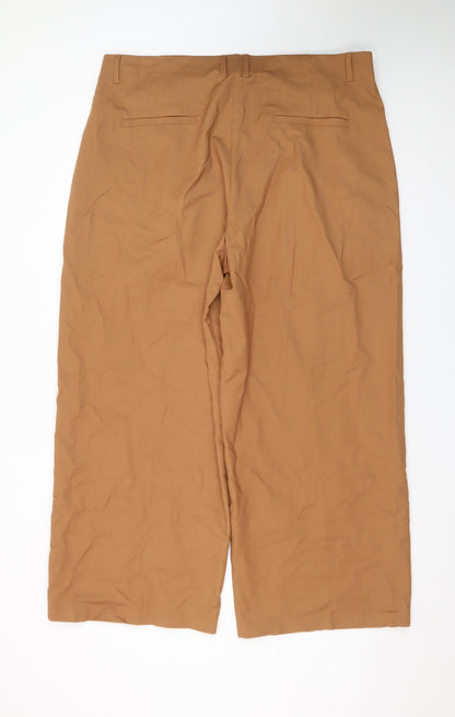 Marks and Spencer Women's Brown Wide-Leg Trousers Size 20 Regular