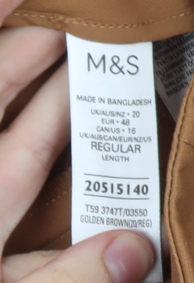 Marks and Spencer Women's Brown Wide-Leg Trousers Size 20 Regular