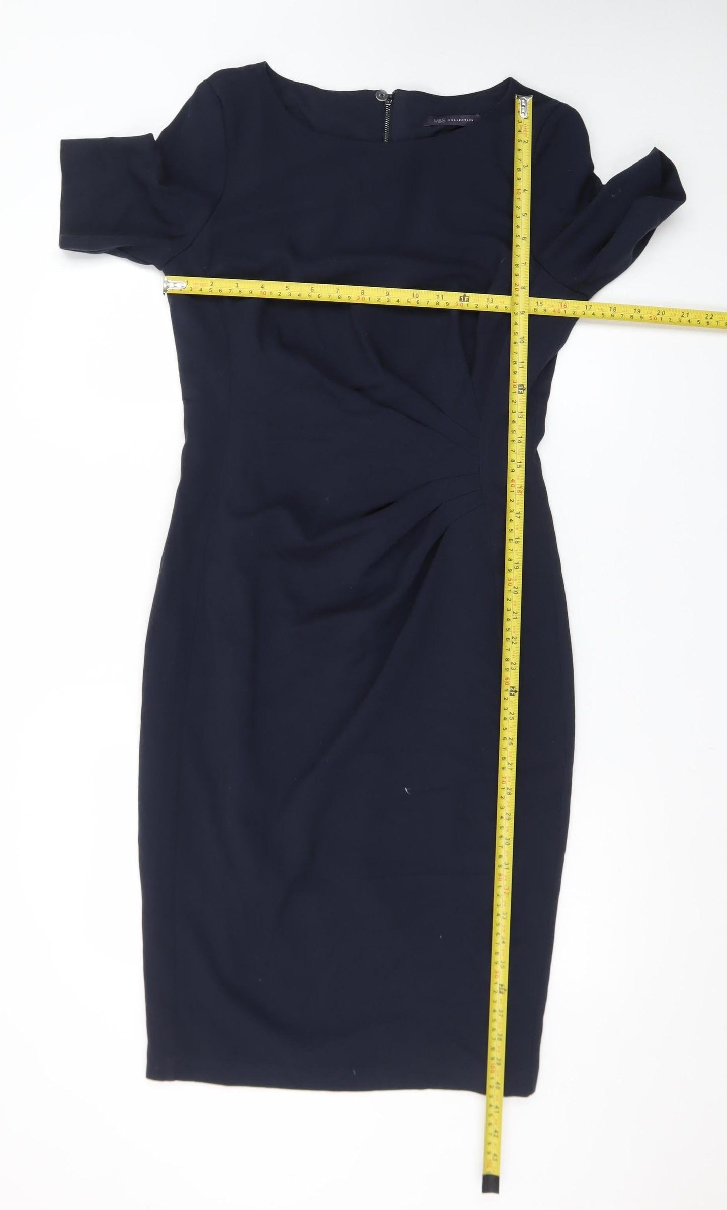 Marks and Spencer Women Navy Blue Size 12 Sheath Knee Length Dress