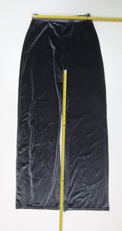 Collusion Women’s Grey Velvet Wide-Leg Trousers Size 10