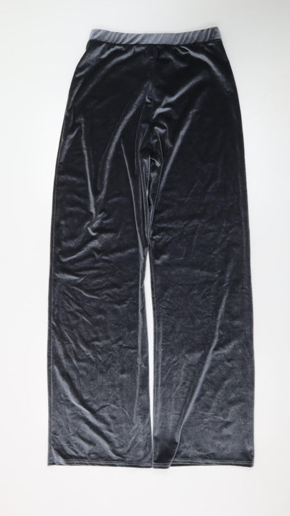 Collusion Women’s Grey Velvet Wide-Leg Trousers Size 10