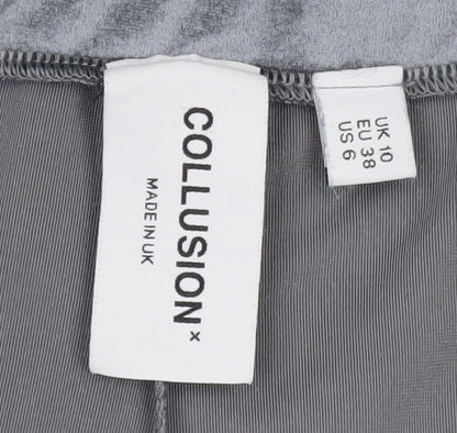 Collusion Women’s Grey Velvet Wide-Leg Trousers Size 10