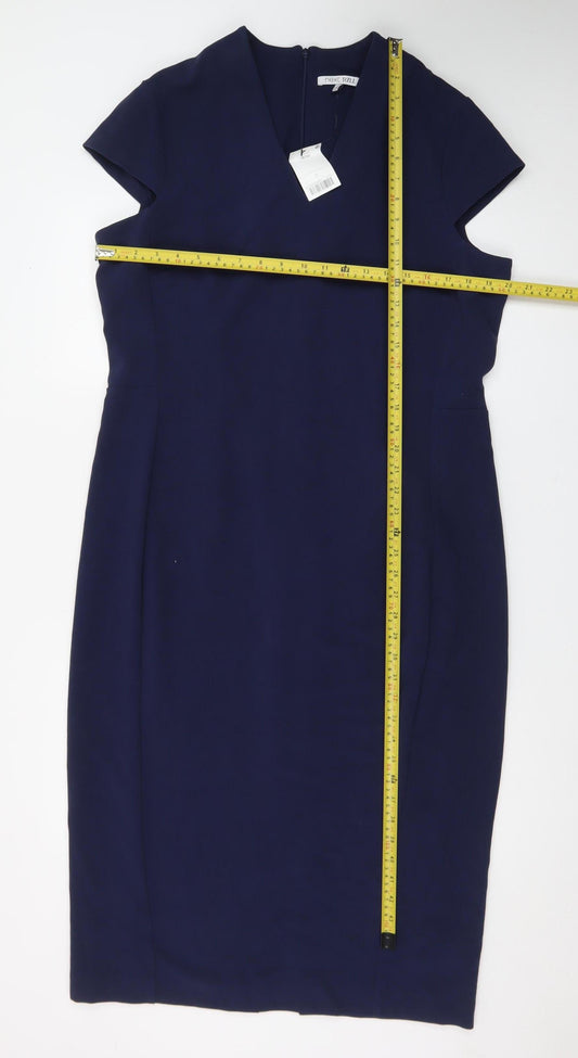 Next Tall Women's Blue V-Neck Sheath Dress Size 18