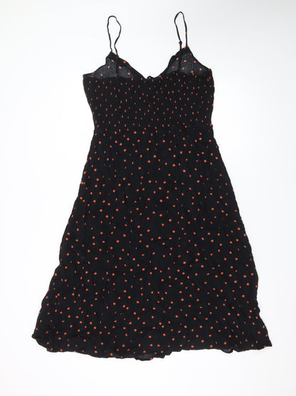 Warehouse Womens Black Polka Dot Midi Slip Dress Size 16