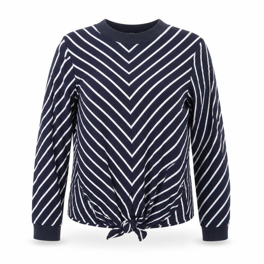 Zara Basic Women's Blue Striped Tie Hem Long Sleeve Blouse Size 12