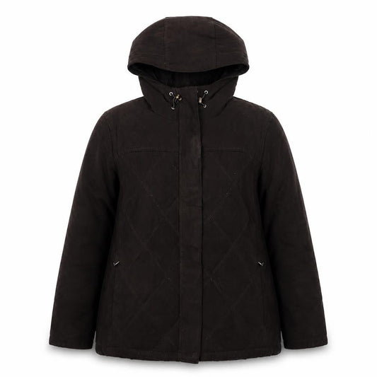 Front view of L.L.Bean Women's Brown Hooded Down Puffer Coat, size S, Regular