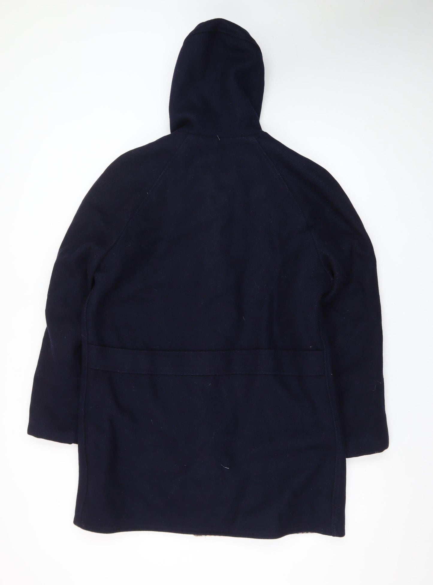 Fox Knapp Men's Blue Wool Duffle Coat Size 40 Hooded Mid-Length