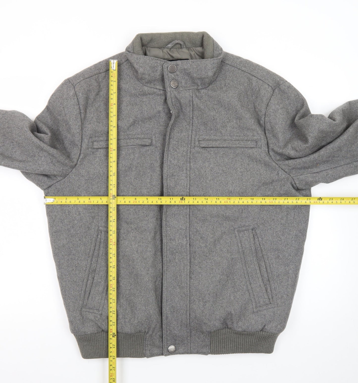 London Fog Men's Grey Wool Blend Bomber Jacket M