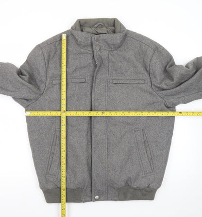 London Fog Men's Grey Wool Blend Bomber Jacket M