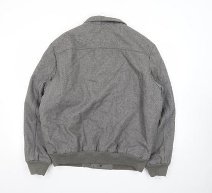 London Fog Men's Grey Wool Blend Bomber Jacket M