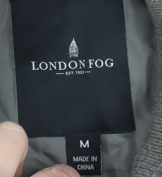 London Fog Men's Grey Wool Blend Bomber Jacket M