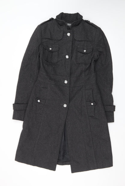 Kenneth Cole Reaction Men's Grey Wool Military Coat Size S Long