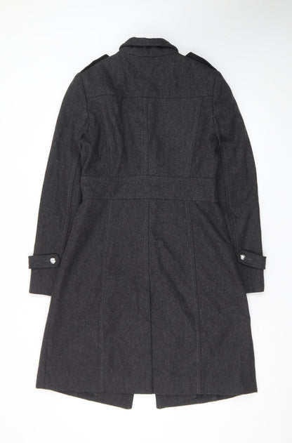 Kenneth Cole Reaction Men's Grey Wool Military Coat Size S Long