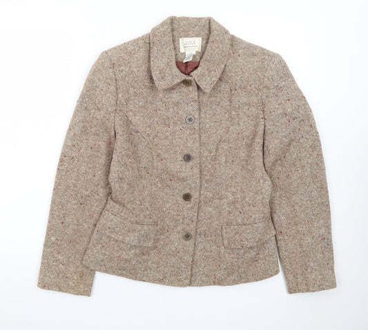 Field Manor Women's Beige Wool Blend Tailored Blazer Size 4 Classic Fit