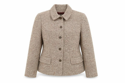 Field Manor Women's Beige Wool Blend Tailored Blazer Size 4 Classic Fit