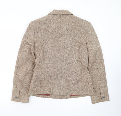 Field Manor Women's Beige Wool Blend Tailored Blazer Size 4 Classic Fit