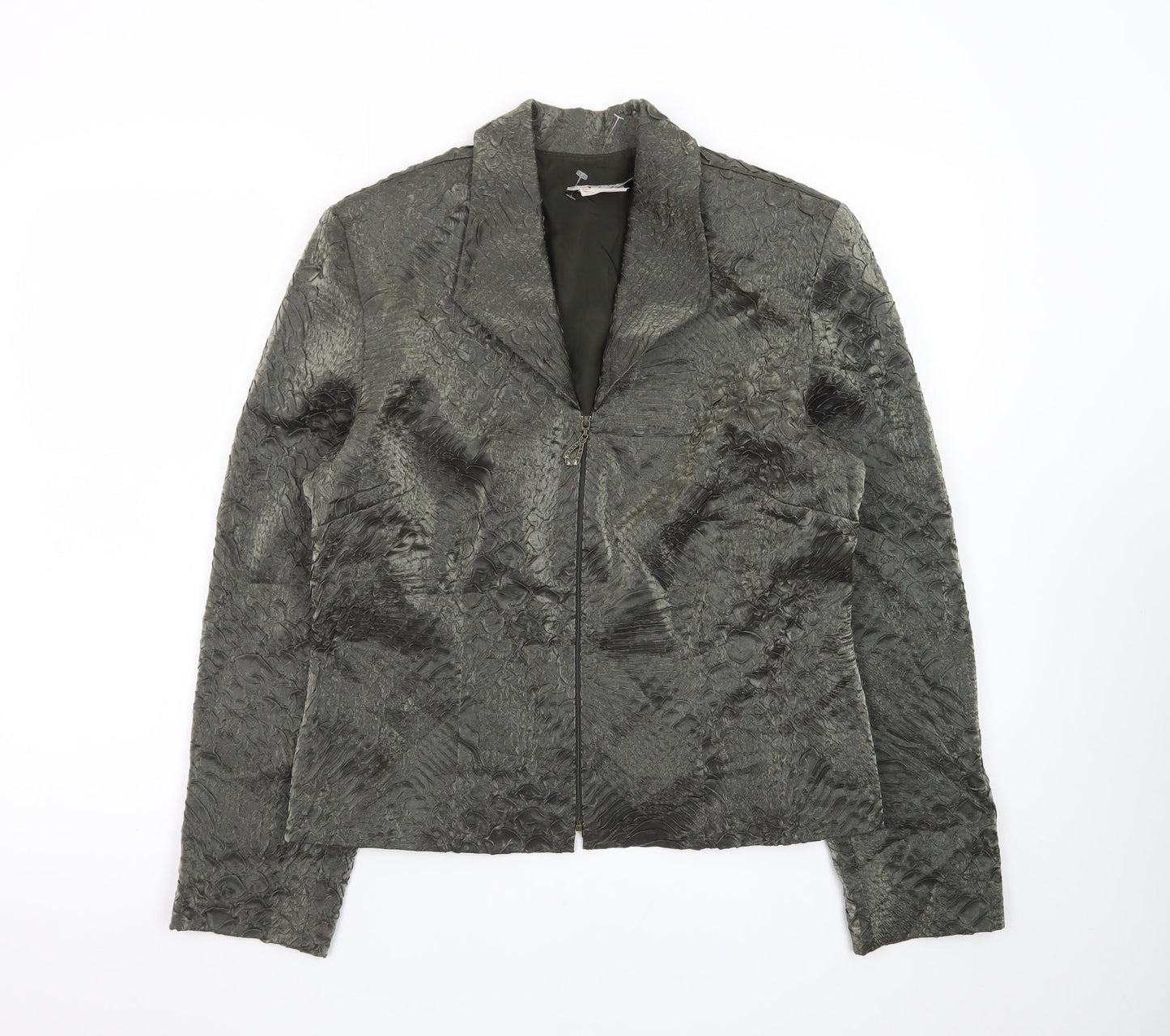Nueva Women's Grey Textured Single-Breasted Suit Jacket Size 14