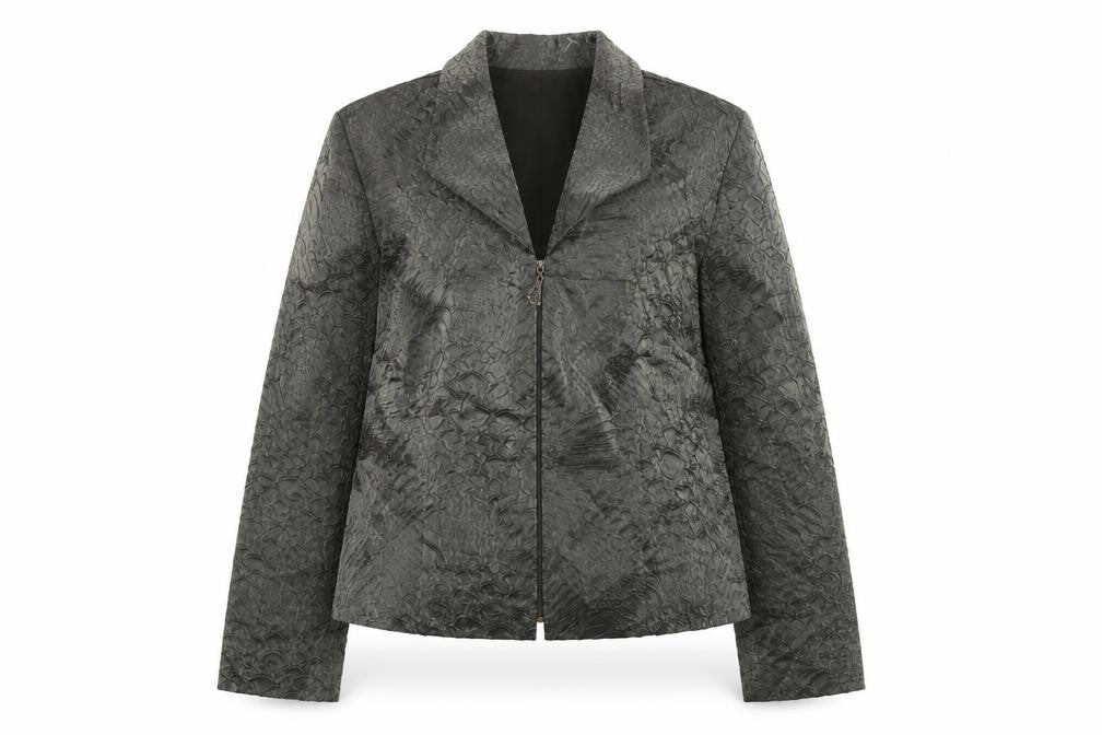 Nueva Women's Grey Textured Single-Breasted Suit Jacket Size 14