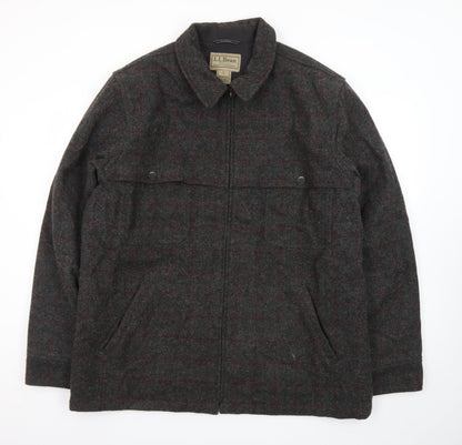 L.L.Bean Men’s Grey Checked Wool Blend XL Tall Lined Jacket