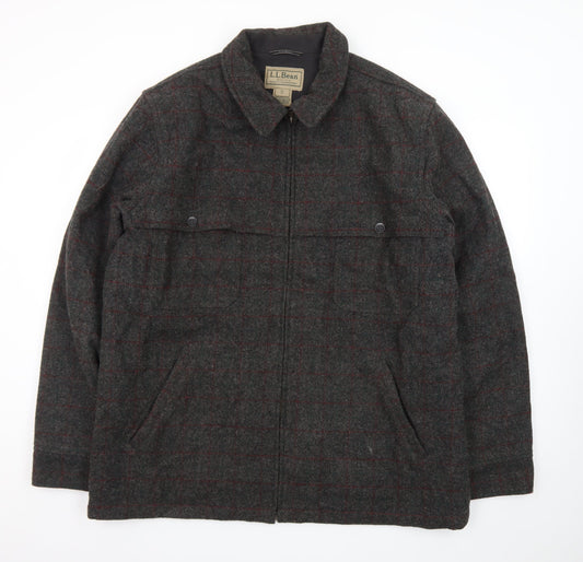 L.L.Bean Men’s Grey Checked Wool Blend XL Tall Lined Jacket
