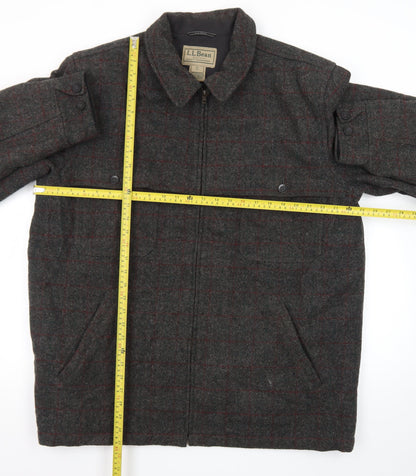 L.L.Bean Men’s Grey Checked Wool Blend XL Tall Lined Jacket
