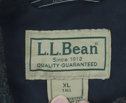 L.L.Bean Men’s Grey Checked Wool Blend XL Tall Lined Jacket