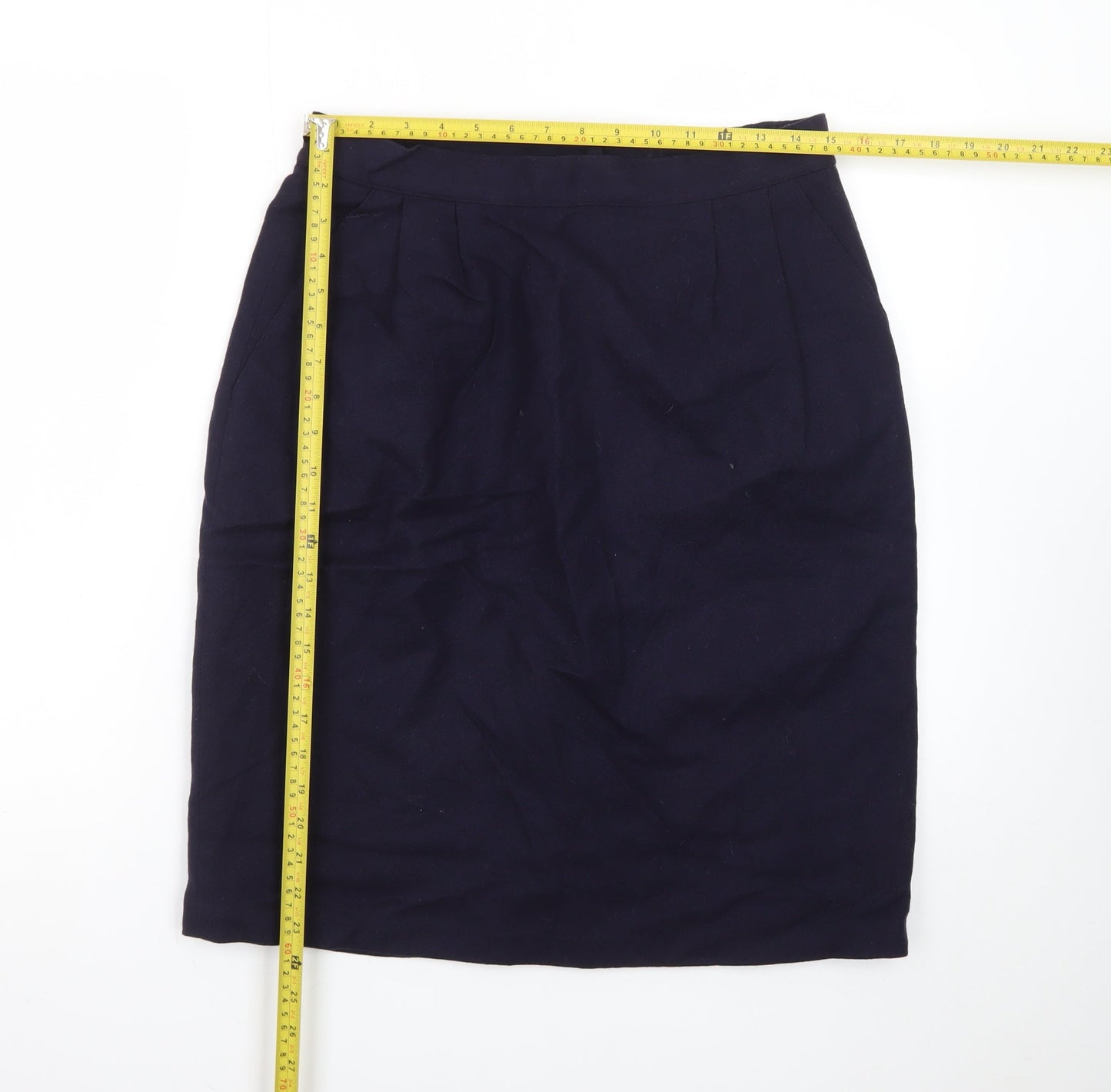 Sag Harbor Women Blue Wool Knee Length Pencil Skirt Size 14