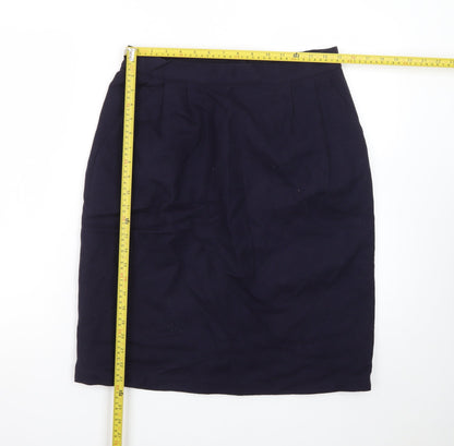 Sag Harbor Women Blue Wool Knee Length Pencil Skirt Size 14