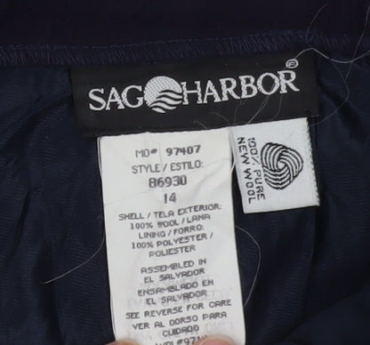 Sag Harbor Women Blue Wool Knee Length Pencil Skirt Size 14