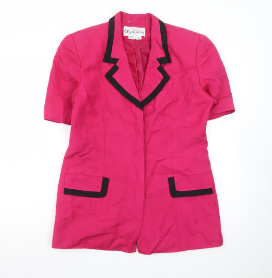 Oleg Cassini Women's Pink Linen Blend Short Sleeve Blazer Size 8
