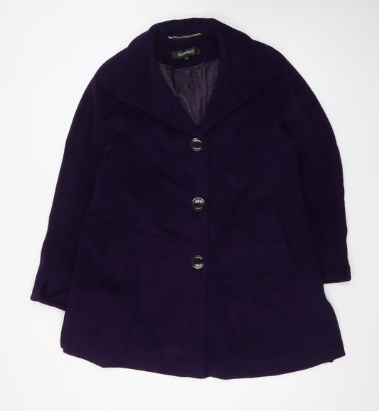Ellen Tracy Women's Purple Wool Blend Mid-Length Overcoat Size 12