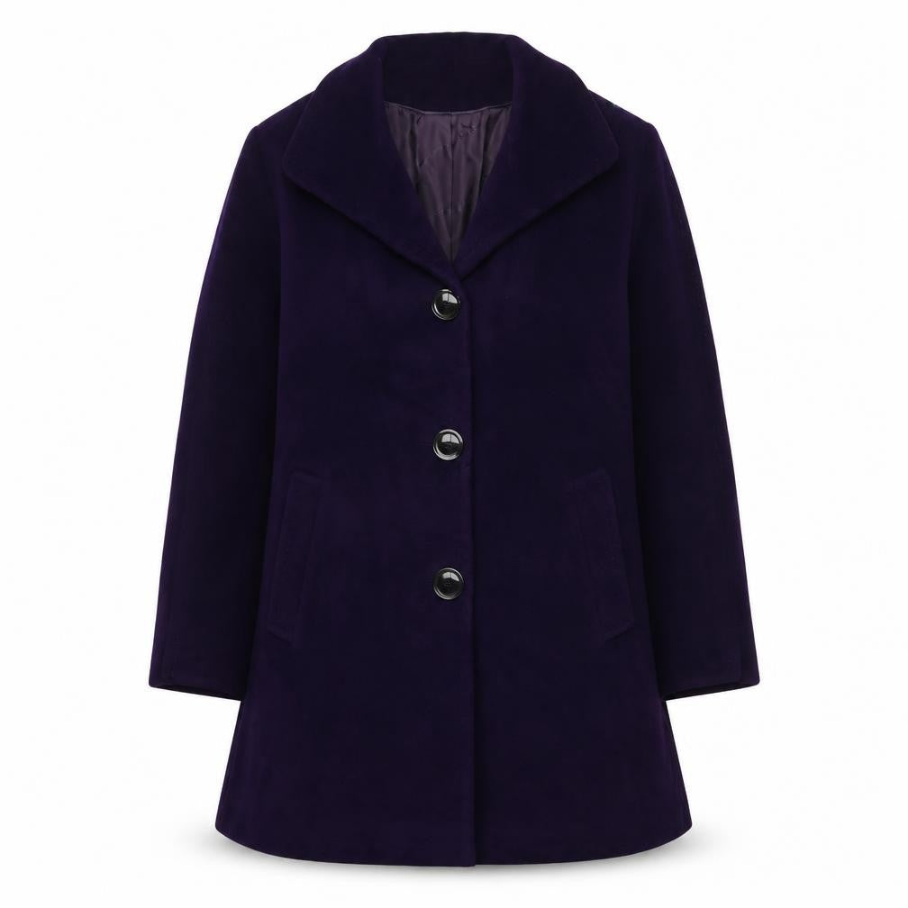 Ellen Tracy Women's Purple Wool Blend Mid-Length Overcoat Size 12
