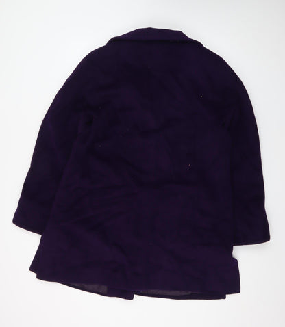 Ellen Tracy Women's Purple Wool Blend Mid-Length Overcoat Size 12