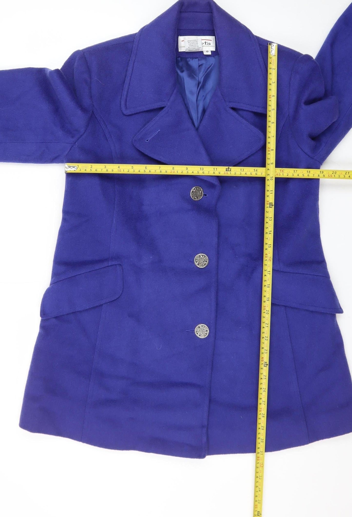 Talbots Women's Blue Wool Blend Mid-Length Pea Coat Size 12