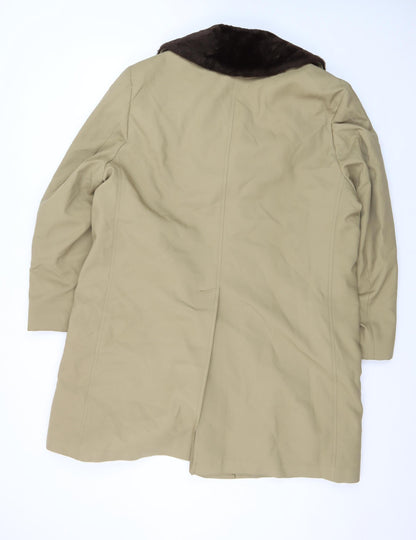 London Fog Men's Beige 44 Classic Overcoat with Faux Fur Collar